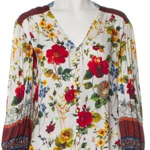 Alice + Olivia Floral Print V-Neck Blouse w/ Tags Size: S